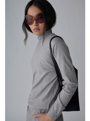 Suud Collection Gri Balıkçı Yaka Triko Kazak