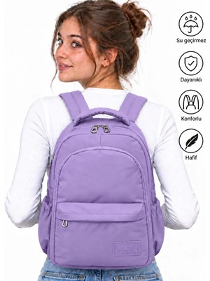 Bevitton Su Geçirmez Kumaş Okul Çantası Unisex Okul Sırt Çantası 2200 Lila