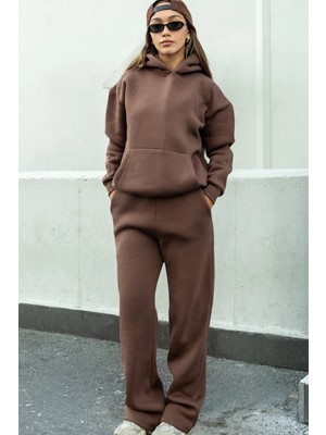 Dı Loria Kadın Kahverengi Eşofman Takımı (Sweatshirt & Eşofman Altı) (%80 Pamuk)