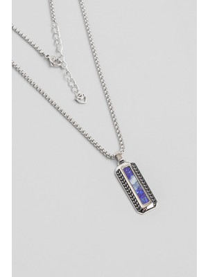So CHIC Göktürk Oku Lapis Taşlı 60 Cm Çelik Erkek Kolye