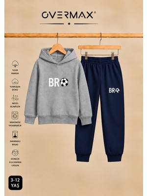 Overmax Çocuk Bro Futbol Baskılı Kapüşonlu Sweatshirt Eşofman Takımı- 3-12 Yaş
