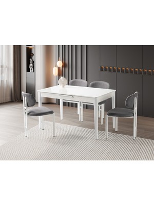 Erezoğulları Mobilya Paris Gala Lak Panel Açılır Mutfak Masa Takımı 80X130 cm