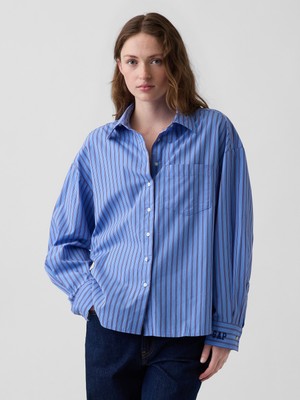 Gap Kadın Mavi Oversized  Poplin Gömlek