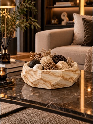 Betonmall Geometrik Dekoratif Kase Sunumluk Modern Salon Orta Sehpa Dekoru Çok Amaçlı Dekoratif Tabak
