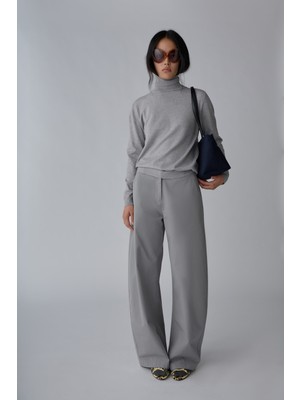 Suud Collection Gri Renny Geniş Paça Pantolon