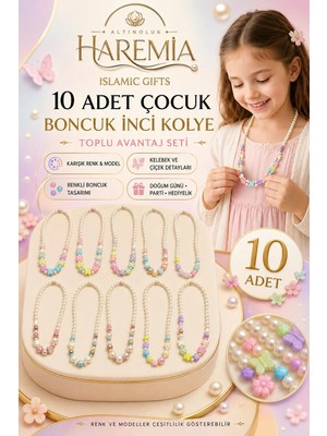Altınoluk Haremia 10'lu Inci Görünümlü Çocuk Kolyesi | Hediyelik Çocuk Takı Seti