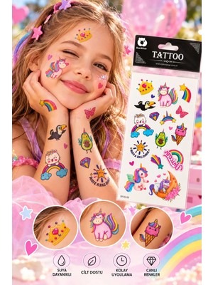 BP Tattoo Renkli Unicorn Karışık Çocuk Dövmesi