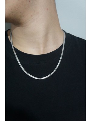 Asd Accessory Ezme Model Zincir 3mm Kalın Silver Renk Model Unisex (Kadın/erkek) Çelik Kolye/ 55-65CM