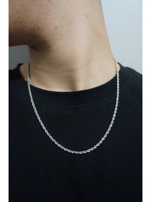 Asd Accessory Ince Burgu Zincir 2mm Kalın Silver Renk Model Unisex (Kadın/erkek) Çelik Kolye/ 55-65CM