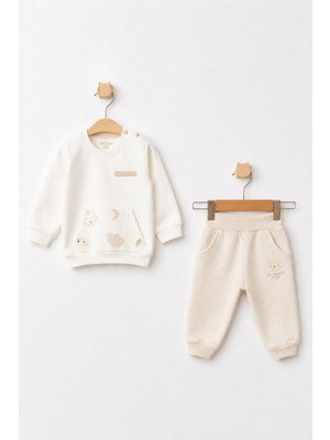 Aziz Bebe Erkek Bebek Desenli Sweatshirt Pantolon 2 'li Alt Üst Bebek Takımı 3 Ay - 36 Ay
