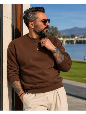 Higo Man Erkek Calli 3 Iplik Şardonlu Oversize Basic Sweatshirts