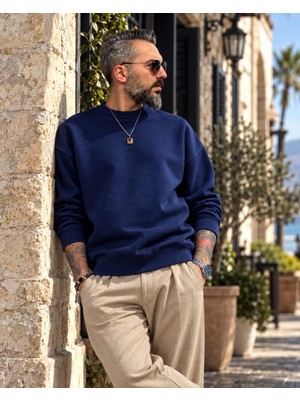 Higo Man Erkek Calli 3 Iplik Şardonlu Oversize Basic Sweatshirts
