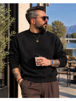 Higo Man Erkek Calli 3 Iplik Şardonlu Oversize Basic Sweatshirts