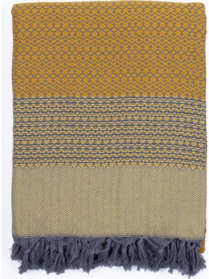 Happy Trend Çift Kişilik Yatak Örtüsü ve Pike |%100 Pamuklu Ince Hafif Yazlık Battaniye | Boho Dekoratif Koltuk Örtüsü | Çok Amaçlı Çeyizlik Günlük Kullanım (Hardal, 200X250 cm Çift Kişilik Pike)