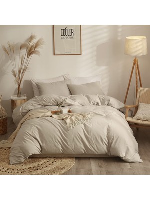 Happy Trend Modern Stil Bej Nevresim King Size Boho Bej Yorgan Örtüsü% 100% Yıkanmış Pamuk Yatak Takımları Yumuşak Pamuk Bej Yatak Örtüsü Lüks Işık Tan Nevresim Fermuar Kapatma ile
