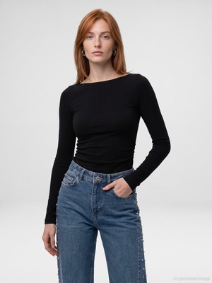 Dilvin 33270 Sıcak Tutan Kayık Yaka Bra-Free Top