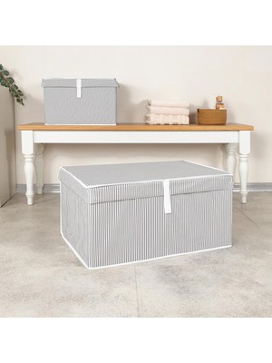 Happy Trend Çok Amaçlı Kapaklı Sandık Tipi Hurç Organizer – Büyük Boy Saklama Kutusu – Dolap Içi, Yatak Altı ve Baza Altı Için Sert ve Dayanıklı Depolama Çözümü – Katlanabilir (Gri, 60X40X30 Cm)