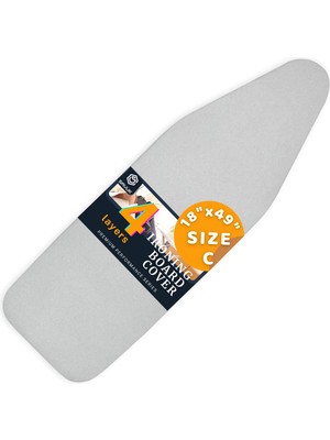 Happy Trend 4 Katmanlı Ütü Masası Kılıfı,ütü Masası Örtüsü,ütü Masası Bezi,silikon Kaplı Isı Dayanıklı 55X135 cm Gri Renk