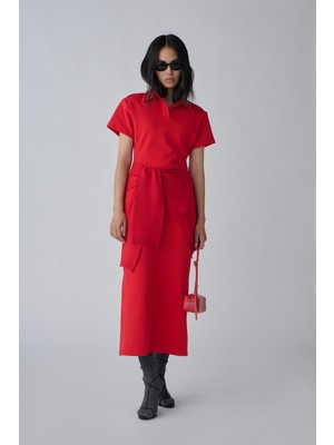 Suud Collection Kırmızı Raine Polo Yaka Elbise