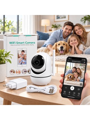 Teletek Wifi Smart Camera Kablosuz Akıllı Güvenlik Kamerası – Cep Telefonundan Uzaktan Izleme, Ev, Bebek ve Evcil Hayvan Takip Kamerası