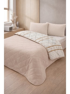Formeya Kapitoneli Tek Kişilik Desenli Pike - Yatak Örtüsü Takımı 160x230 cm - 1 Adet Yastık Kılıflı