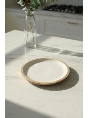 HCC Mango Agacı Pasta Tabağı & Sunum Tabağı 20 Cm Krem