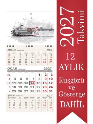 Sticker Art 2027 Minik Boy Gemici Takvimi Denizci Duvar Takvimi 24x52 cm