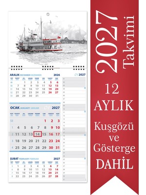 Sticker Art 2027 Not Gemici Takvimi Denizci Duvar Takvimi 27,5x60,5 cm