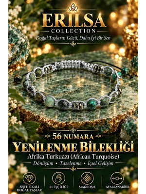 Erilsa Sertifikalı Yenilenme Dönüşüm Içsel Gelişim Gerçek Afrika Firuze Turkuaz Doğal Taş Bileklik