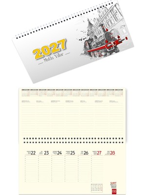 Sticker Art 2027 Haftalık Masa Takvimi Masa Sümeni Büyük Boy 33x16 cm