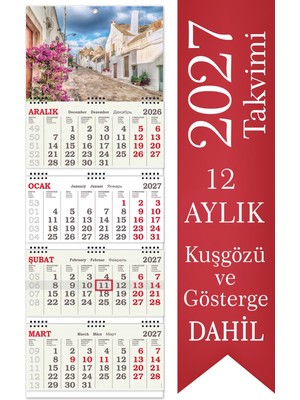 Sticker Art 2027 Orta Boy Kuşe Gemici Takvimi Denizci Duvar Takvimi 31x86 cm
