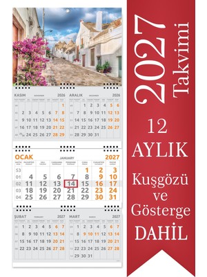 Sticker Art 2027 5 Aylık Gemici Takvimi Denizci Duvar Takvimi 33x77,5 cm