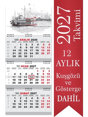 Sticker Art 2027 Küçük Boy Gemici Takvimi Denizci Duvar Takvimi 27,5x65 cm