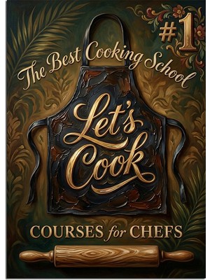 Karizma Tablo Let's Cook Aşçılık Okulu Vintage Posteri Dekoratif Kanvas - Mdf Ahşap Tablo