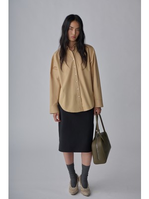 Suud Collection Camel Page Oversize Gömlek