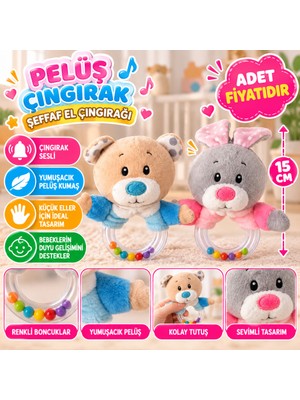 Oyunca PL50191 15CM Şeffaf El Çıngırağı Peluş Çıngırak (Adet Idır)