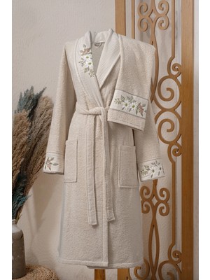 Arliva Müslin Natural Bukle Nak.şalyaka Bornoz Seti Natural Xl BEDEN/50X90