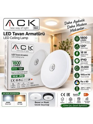 Ack 18W 6500K  Sensorlu LED Tavan Armaturu Acil Kitli AC18-00130