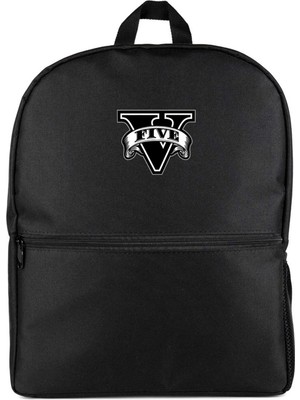 Z zepplin Gta Five Black Logo Sırt Çantası Siyah