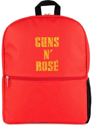 Z zepplin Guns N Rose Text Yellow Kırmızı Sırt Çantası
