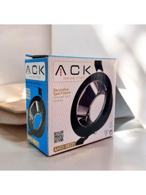 Ack Siyah Yuvarlak Çerçeve / Siyah Krom Reflektör  Siva Alti Spotlight Metal Gövde AH03-08231