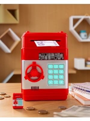 Kaliteyi Bul Kırmızı Şifreli Atm Tarzı Kumbara 456 Tl