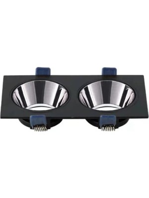 Ack Siyah Çift Kare Çerçeve / Siyah Krom Reflektör Siva Alti Spotlight Metal Gövde AH03-08331