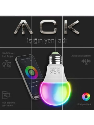 Ack AA14-60920 10W E27 Wi-Fi Akilli LED Ampul