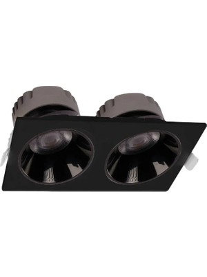 Ack 2X25W Siva Alti Kare Downlight Siyah 6500K AD10-03631