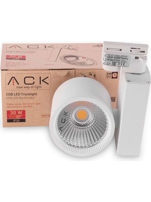 Ack 30W Beyaz 3000K Cob LED Monofaze Ray Armatürü AD30-04000