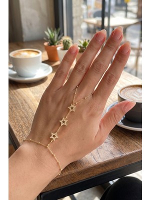 Clariss Gold Renk Pirinç Zirkon Taşlı Yıldız Model Şahmeran