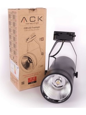 Ack 30W Siyah 6500K Cob LED Monofaze Ray Armatürü AD30-01931