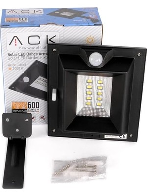Ack Solar LED Bahçe Armatürü Sensörlü  8W/H 3000K AG60-04801