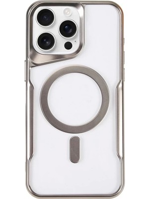 Apple iPhone 15 Pro Max Kılıf Boyi Magsafe Silikon Kapak - Gümüş